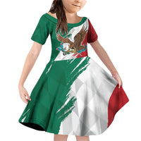 Eagle Devouring Snake Mexican Emblem Personalized Family Matching Off Shoulder Short Dress and Hawaiian Shirt Grunge Flag Style