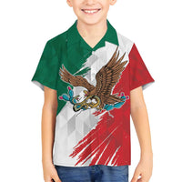 Eagle Devouring Snake Mexican Emblem Personalized Family Matching Puletasi and Hawaiian Shirt Grunge Flag Style