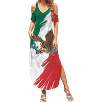 Eagle Devouring Snake Mexican Emblem Personalized Family Matching Summer Maxi Dress and Hawaiian Shirt Grunge Flag Style