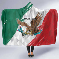 Eagle Devouring Snake Mexican Emblem Personalized Hooded Blanket Grunge Flag Style