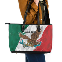 Eagle Devouring Snake Mexican Emblem Personalized Leather Tote Bag Grunge Flag Style