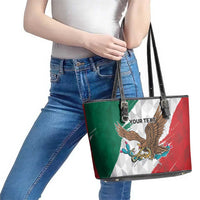Eagle Devouring Snake Mexican Emblem Personalized Leather Tote Bag Grunge Flag Style