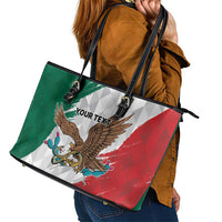 Eagle Devouring Snake Mexican Emblem Personalized Leather Tote Bag Grunge Flag Style