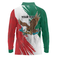 Eagle Devouring Snake Mexican Emblem Personalized Long Sleeve Polo Shirt Grunge Flag Style