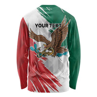 Eagle Devouring Snake Mexican Emblem Personalized Long Sleeve Shirt Grunge Flag Style