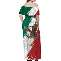Eagle Devouring Snake Mexican Emblem Personalized Off Shoulder Maxi Dress Grunge Flag Style