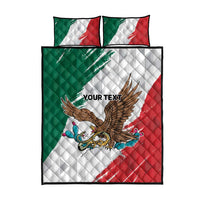 Eagle Devouring Snake Mexican Emblem Personalized Quilt Bed Set Grunge Flag Style