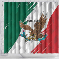 Eagle Devouring Snake Mexican Emblem Personalized Shower Curtain Grunge Flag Style