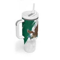 Eagle Devouring Snake Mexican Emblem Personalized Tumbler With Handle Grunge Flag Style