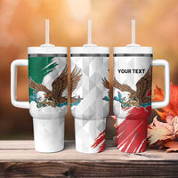 Eagle Devouring Snake Mexican Emblem Personalized Tumbler With Handle Grunge Flag Style