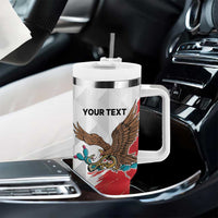 Eagle Devouring Snake Mexican Emblem Personalized Tumbler With Handle Grunge Flag Style