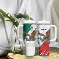 Eagle Devouring Snake Mexican Emblem Personalized Tumbler With Handle Grunge Flag Style
