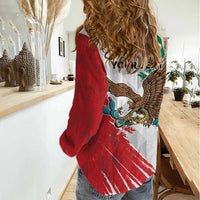 Eagle Devouring Snake Mexican Emblem Personalized Women Casual Shirt Grunge Flag Style
