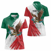 Eagle Devouring Snake Mexican Emblem Personalized Women Polo Shirt Grunge Flag Style