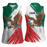 Eagle Devouring Snake Mexican Emblem Personalized Women Sleeveless Polo Shirt Grunge Flag Style