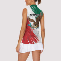 Eagle Devouring Snake Mexican Emblem Personalized Women Sleeveless Polo Shirt Grunge Flag Style