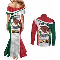 Eagle Devouring Snake Mexican Emblem Personalized Couples Matching Mermaid Dress and Long Sleeve Button Shirt Sporty Style
