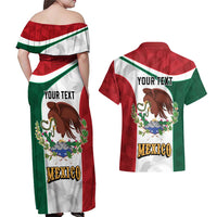 Eagle Devouring Snake Mexican Emblem Personalized Couples Matching Off Shoulder Maxi Dress and Hawaiian Shirt Sporty Style