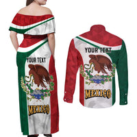 Eagle Devouring Snake Mexican Emblem Personalized Couples Matching Off Shoulder Maxi Dress and Long Sleeve Button Shirt Sporty Style