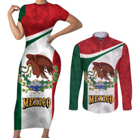 Eagle Devouring Snake Mexican Emblem Personalized Couples Matching Short Sleeve Bodycon Dress and Long Sleeve Button Shirt Sporty Style
