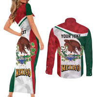 Eagle Devouring Snake Mexican Emblem Personalized Couples Matching Short Sleeve Bodycon Dress and Long Sleeve Button Shirt Sporty Style