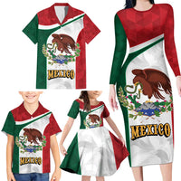 Eagle Devouring Snake Mexican Emblem Personalized Family Matching Long Sleeve Bodycon Dress and Hawaiian Shirt Sporty Style