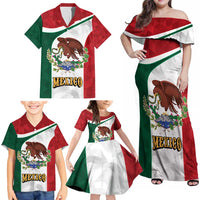 Eagle Devouring Snake Mexican Emblem Personalized Family Matching Off Shoulder Maxi Dress and Hawaiian Shirt Sporty Style