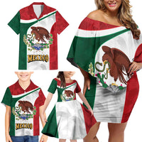 Eagle Devouring Snake Mexican Emblem Personalized Family Matching Off Shoulder Short Dress and Hawaiian Shirt Sporty Style