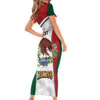 Eagle Devouring Snake Mexican Emblem Personalized Family Matching Short Sleeve Bodycon Dress and Hawaiian Shirt Sporty Style