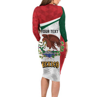 Eagle Devouring Snake Mexican Emblem Personalized Long Sleeve Bodycon Dress Sporty Style