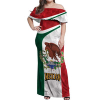 Eagle Devouring Snake Mexican Emblem Personalized Off Shoulder Maxi Dress Sporty Style