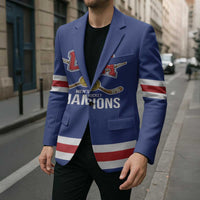 Custom United States Hockey 1980-2026 Gold Medal Blazer Embroidery Effect Blue Style