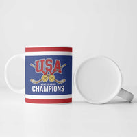 United States Hockey 1980-2026 Gold Medal Ceramic Mug Embroidery Effect Blue Style