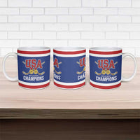 United States Hockey 1980-2026 Gold Medal Ceramic Mug Embroidery Effect Blue Style