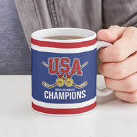United States Hockey 1980-2026 Gold Medal Ceramic Mug Embroidery Effect Blue Style