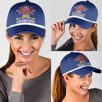 United States Hockey 1980-2026 Gold Medal Classic Cap Embroidery Effect Blue Style
