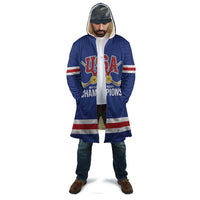Custom United States Hockey 1980-2026 Gold Medal Cloak Embroidery Effect Blue Style