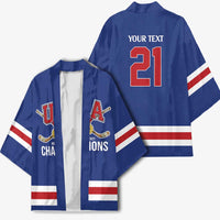 Custom United States Hockey 1980-2026 Gold Medal Kimono Embroidery Effect Blue Style