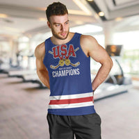 Custom United States Hockey 1980-2026 Gold Medal Men Tank Top Embroidery Effect Blue Style