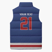 Custom United States Hockey 1980-2026 Gold Medal Sleeveless Puffer Jacket Embroidery Effect Blue Style