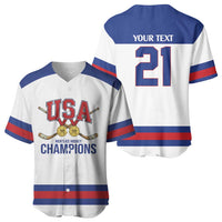 Custom United States Hockey 1980-2026 Gold Medal Baseball Jersey Embroidery Effect White Style