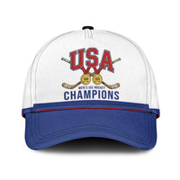 United States Hockey 1980-2026 Gold Medal Classic Cap Embroidery Effect White Style
