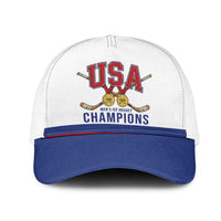 United States Hockey 1980-2026 Gold Medal Mesh Trucker Cap Embroidery Effect White Style