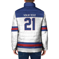 Custom United States Hockey 1980-2026 Gold Medal Padded Jacket Embroidery Effect White Style
