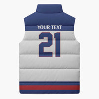 Custom United States Hockey 1980-2026 Gold Medal Sleeveless Puffer Jacket Embroidery Effect White Style