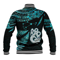 Matariki New Zealand Baseball Jacket Maori Manaia with Paua Shell - Aqua LT9 - Wonder Print Shop