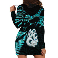 Matariki New Zealand Hoodie Dress Maori Manaia with Paua Shell - Aqua - Wonder Print Shop