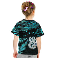 Matariki New Zealand Kid T Shirt Maori Manaia with Paua Shell - Aqua - Wonder Print Shop