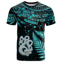 Matariki New Zealand T Shirt Maori Manaia with Paua Shell - Aqua - Wonder Print Shop