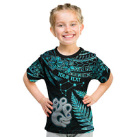 Custom Matariki New Zealand Kid T Shirt Maori Manaia with Paua Shell - Aqua - Wonder Print Shop